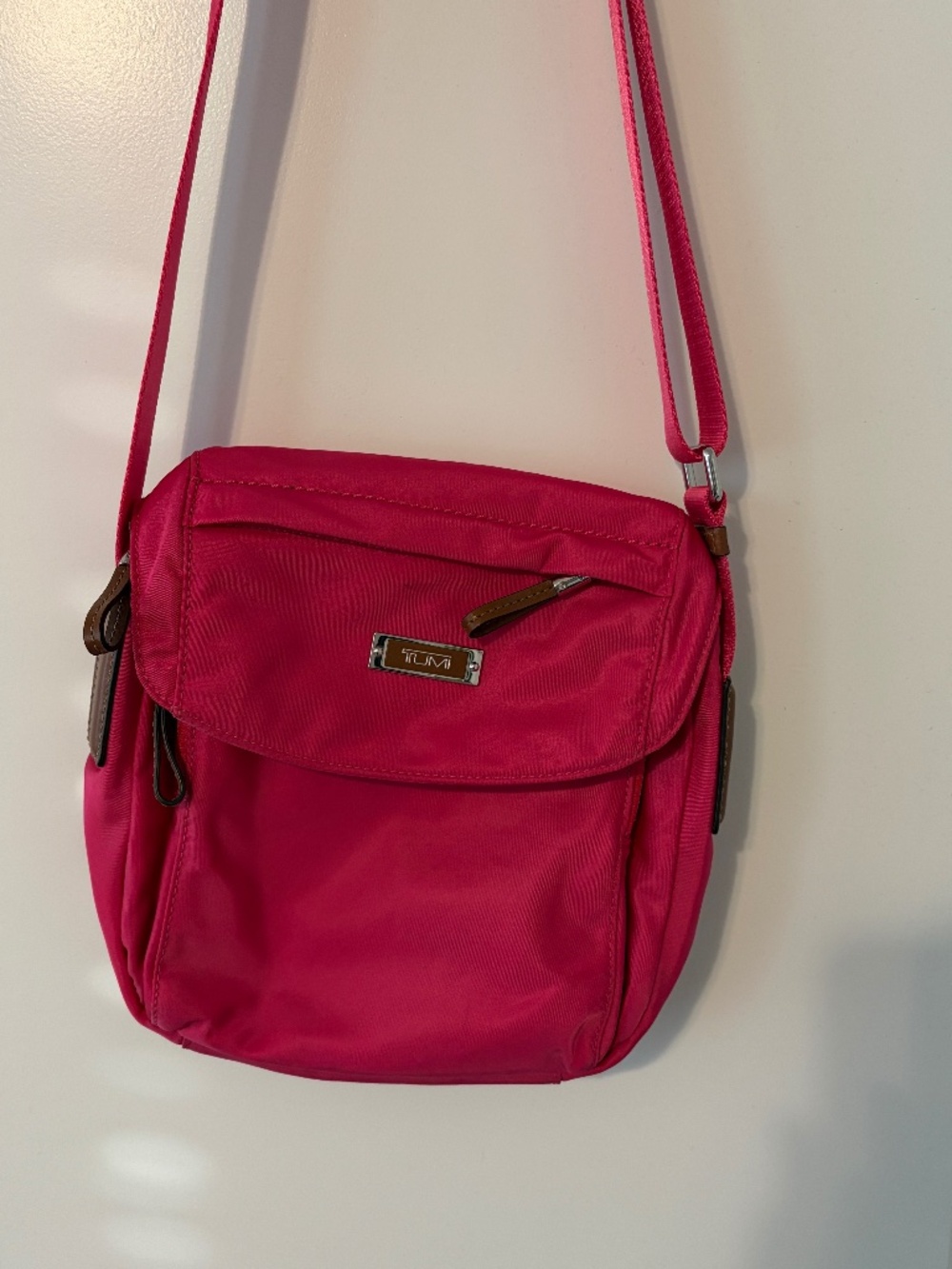 Tumi Hot Pink Crossbody Nylon Bag